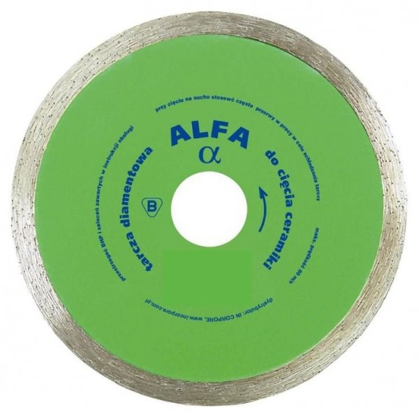 TARCZA DIAMENTOWA GŁADKA DO GLAZURY ALFA 250MM (1 SZT)