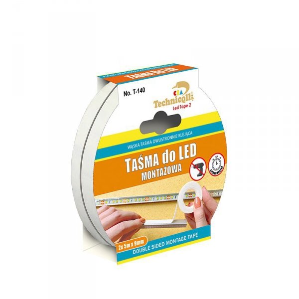 TAŚMA MONTAŻOWA DO LED 2*5M*9MM (1 SZT)