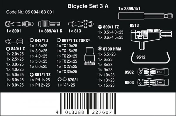 ZESTAW NARZĘDZI DO NAPRAWY ROWERÓW BICYCLE SET 3 A 40 CZĘŚĆ (1 KPL)