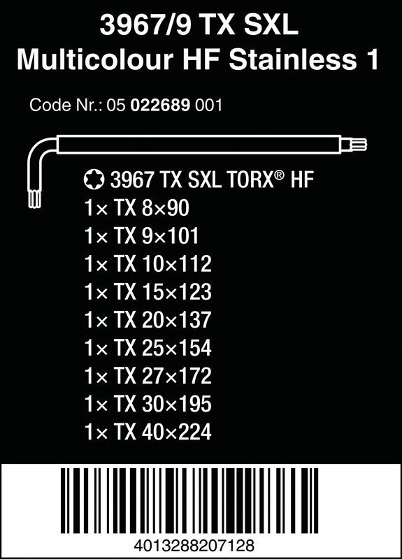 ZESTAW KLUCZY TRZPIENIOWYCH TORX 3967/9 TX SXL MULTICOLOUR (1 KPL)