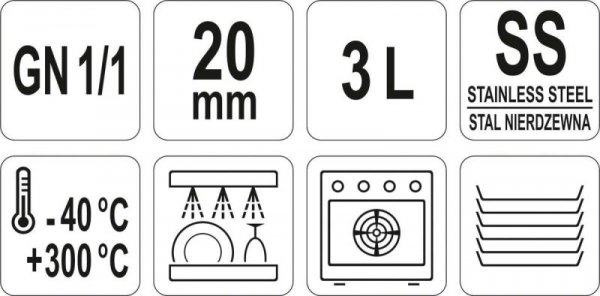 POJEMNIK GASTRONOMICZNY GN 1/1 20MM (1 SZT)