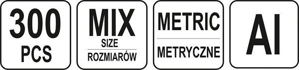 ZESTAW PODKŁADEK ALUMINIOWYCH 300 SZT. MIX ROZMIARÓW (1 KPL)