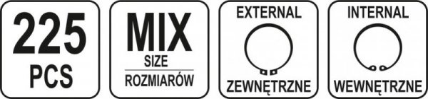 ZESTAW PIERŚCIENI SEGERA ZEWNĘTRZNYCH I WEWNĘTRZNYCH 225SZT (1 KPL)