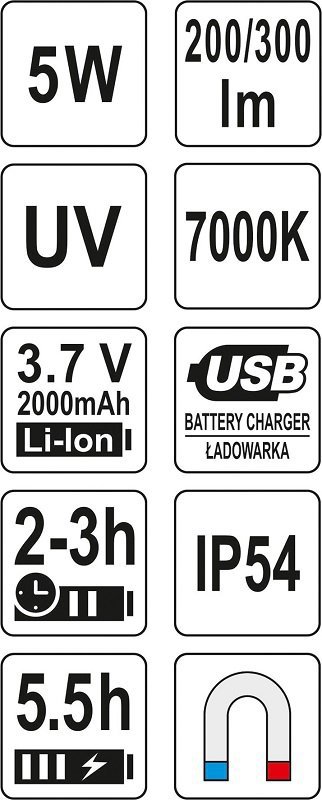 LATARKA WIELOFUNKCYJNA 5W COB 300LM (1 SZT)