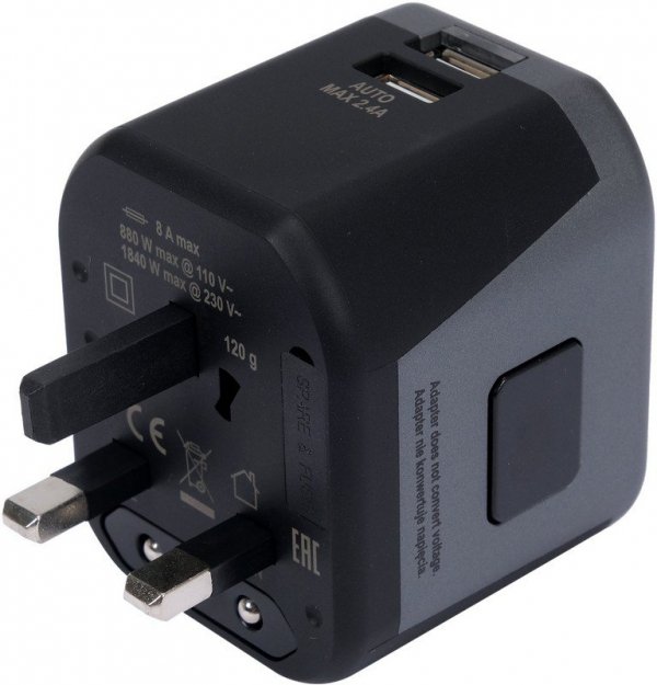 ADAPTER PODRÓŻNY UNIW. 2XUSB 12W (1 SZT)
