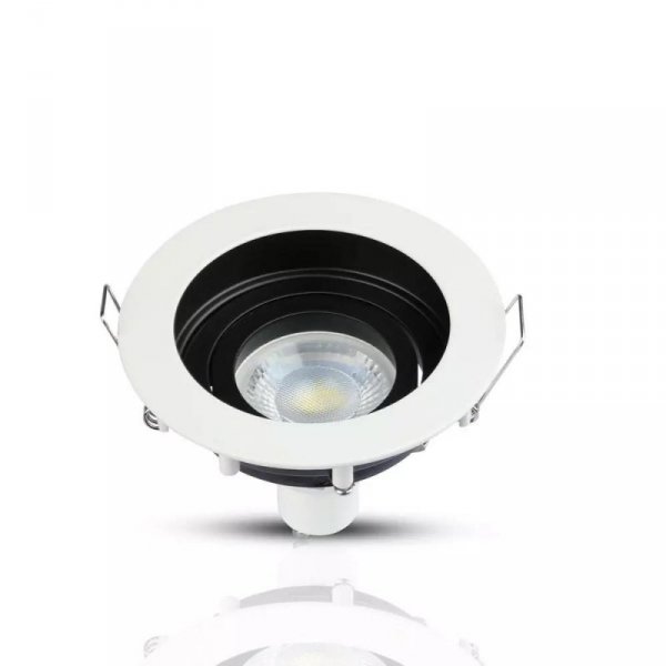 Oczko V-TAC Aluminiowe GU10 Okrągłe Białe/Czarne VT-781RD-WH