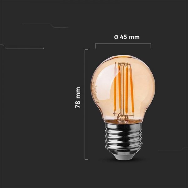 Żarówka LED V-TAC 4W Filament E27 G45 Bursztyn VT-1957 2200K 350lm