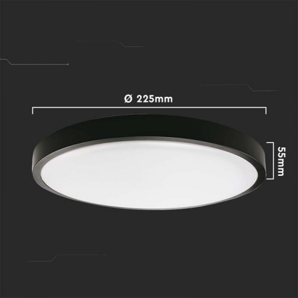 Plafon V-TAC 18W LED Okrągły IP44 23cm Czarny VT-8618B-RD 3000K 1800lm