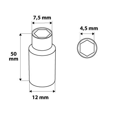 Nasadka sześciokątna długa 1/4&quot;, 4.5 mm, superlock