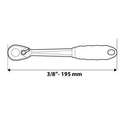 Grzechotka 3/8&quot;, 195 mm