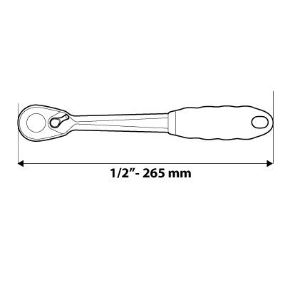 Grzechotka prosta 1/2&quot;, 265 mm, 45T