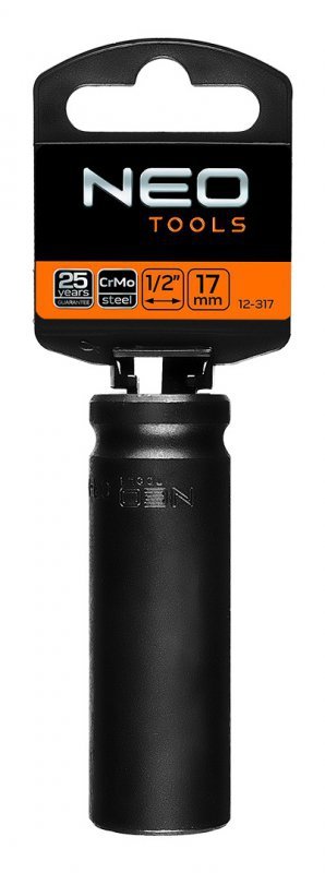 Nasadka udarowa 1/2&quot; długa, 17 x 78mm , Cr-Mo