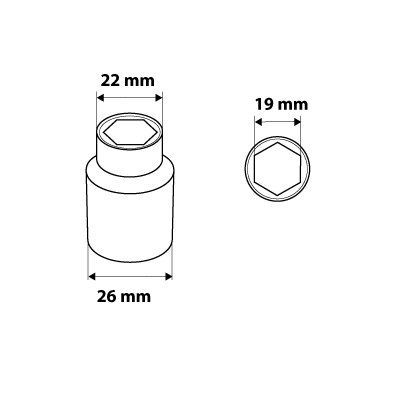 Nasadka sześciokątna 3/8&quot;, 19 mm