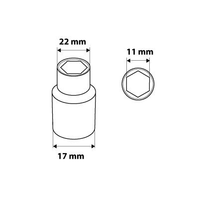 Nasadka sześciokątna 1/2&quot;, 11 mm