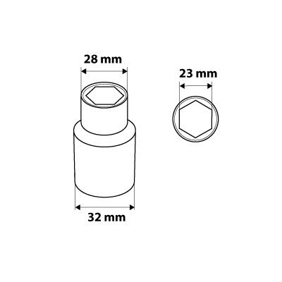 Nasadka sześciokątna 1/2&quot;, 23 mm