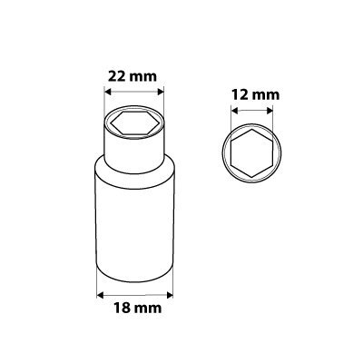 Nasadka sześciokątna długa 1/2&quot;, 12 mm