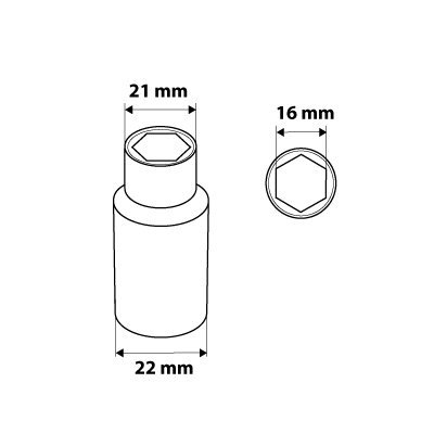 Nasadka sześciokątna długa 1/2&quot;, 16 mm