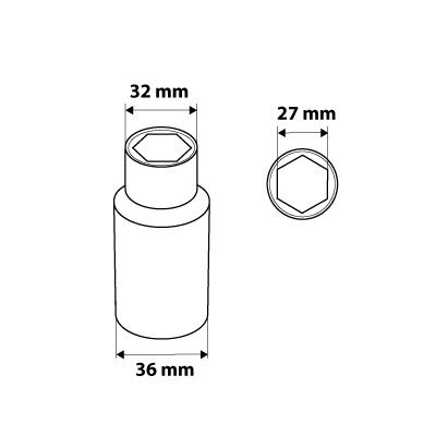 Nasadka sześciokątna długa 1/2&quot;, 27 mm