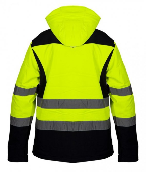 Kurtka robocza ostrzegawcza softshell z kapturem, żółta, rozmiar XXL