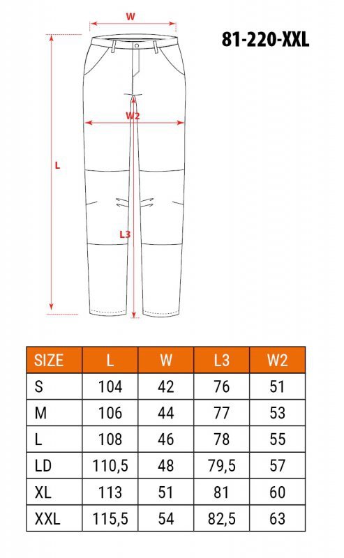 Spodnie robocze HD, rozmiar XXL/58