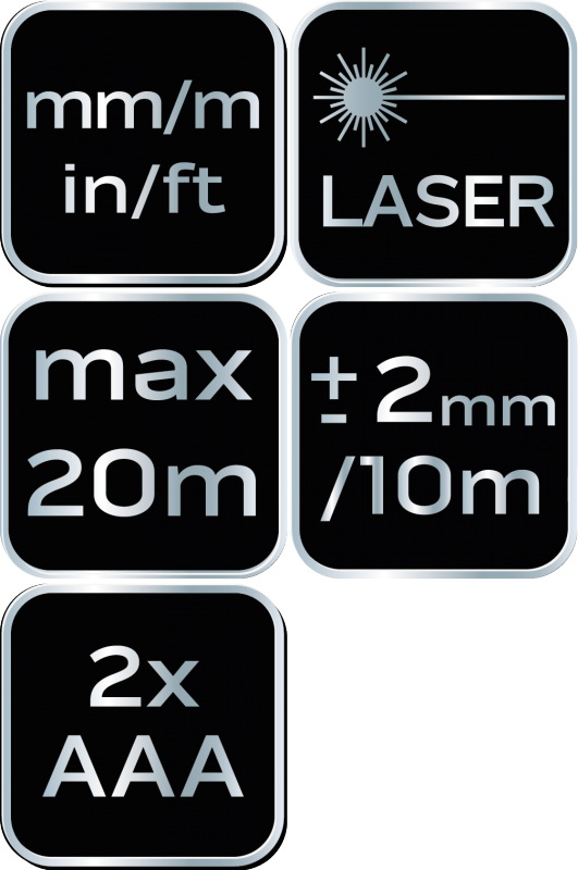 Dalmierz laserowy, zasięg 20 m