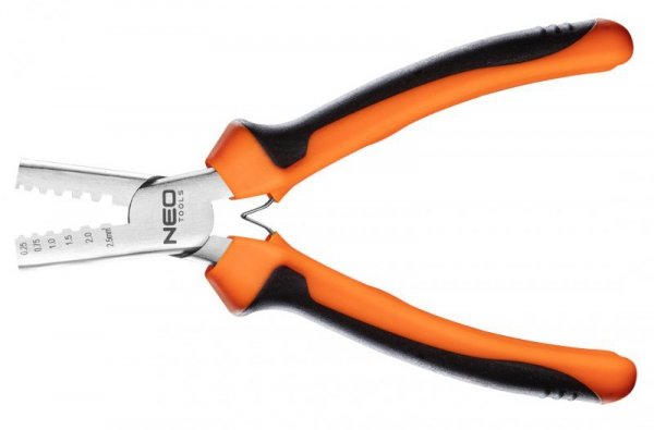 Szczypce do zaciskania końcówek 0.25-2.5 mm2 (15-9 AWG), 140 mm