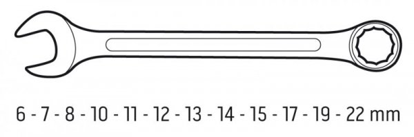 Klucze płasko-oczkowe 6-22 mm, zestaw 12 szt.