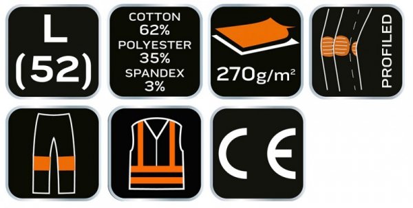 Spodnie robocze PREMIUM, 62% bawełna, 35% poliester, 3% elastan, rozmiar L