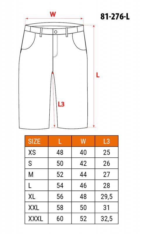 Krótkie spodenki PREMIUM, 62% bawełna, 35% poliester, 3% elastan, rozmiar L
