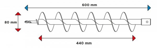 Świder glebowy M14 do 58G084, 80 x 600 mm