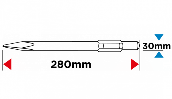Szpicak HEX rowkowy samoostrzący 17 x 280 mm
