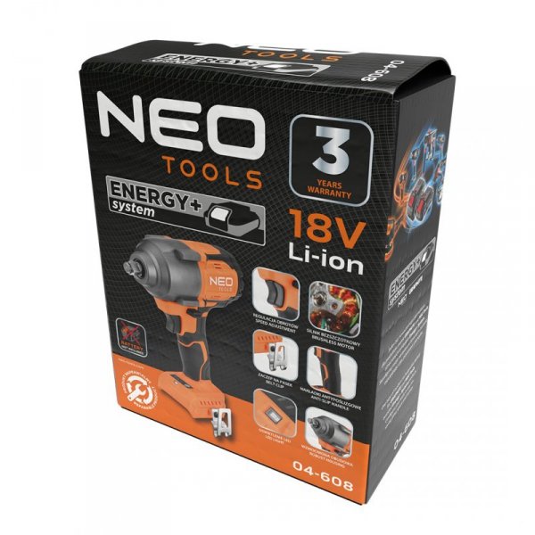 Klucz udarowy bezszczotkowy 18V, 850Nm, ½”, Energy+, bez akumulatora