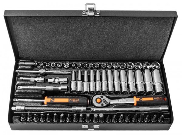 Klucze nasadowe 1/4&quot;, zestaw 63 szt.