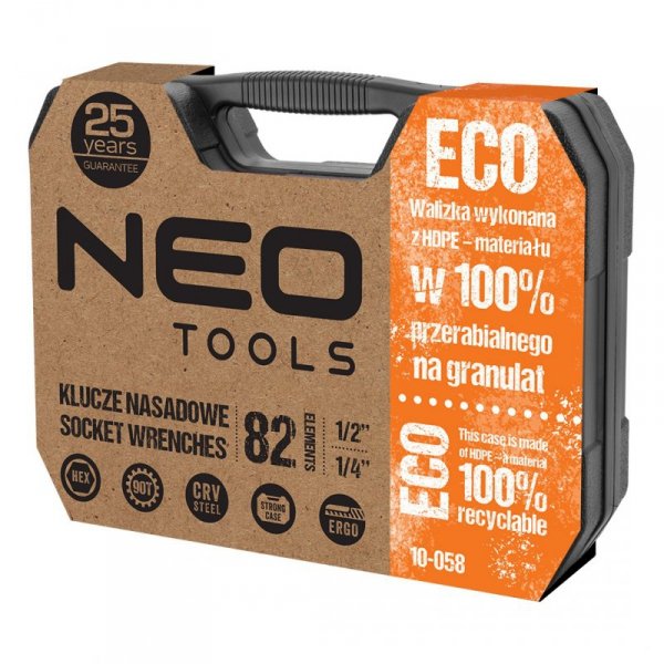 Klucze nasadowe 1/2&quot;, 1/4&quot; , zestaw 82 szt. ECO