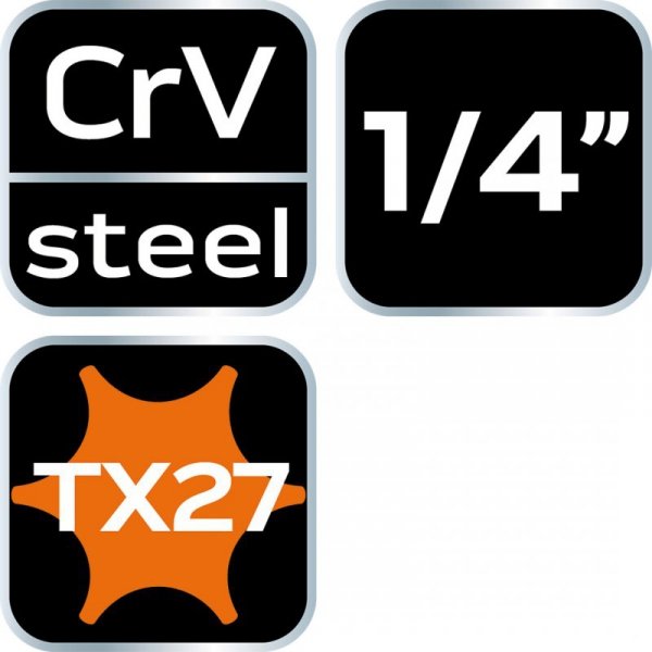 Końcówka TORX TX27 na nasadce 1/4&quot;, krótka, 37 mm