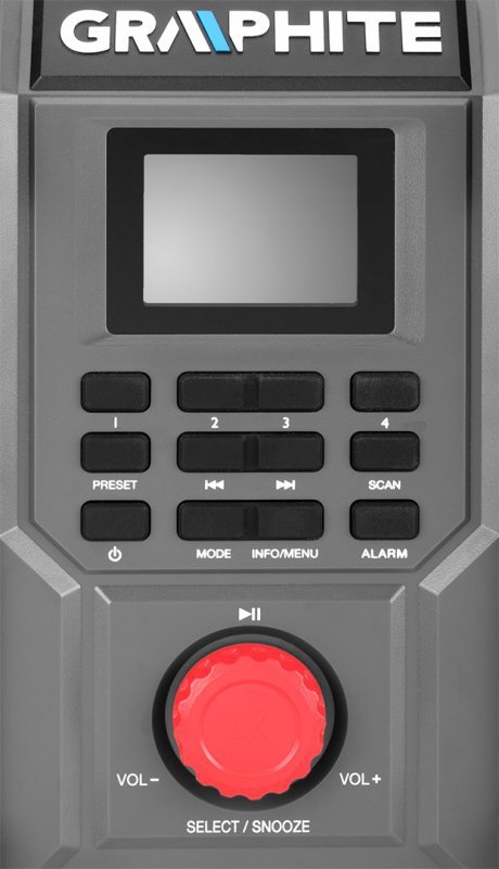 Radio budowlane akumulatorowo-sieciowe Graphite Energy+ 18V, bez akumulatora