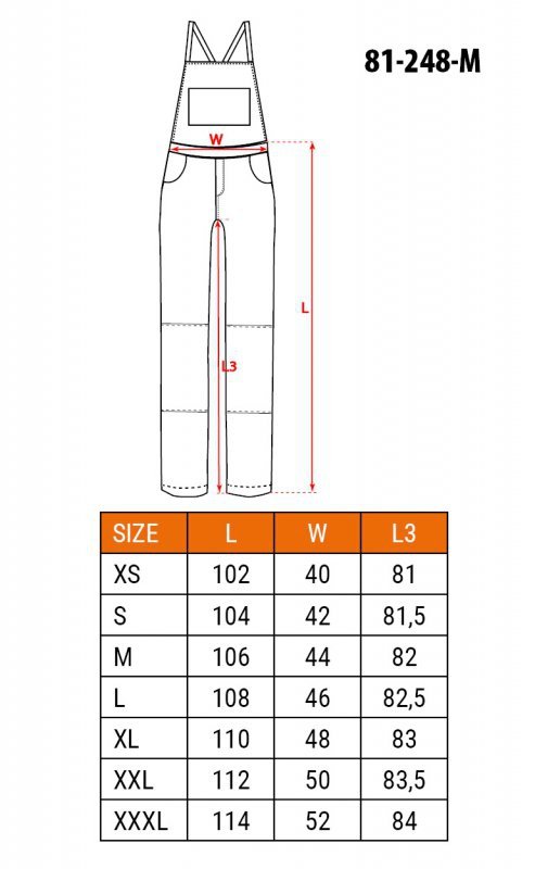 Ogrodniczki robocze HD Slim, rozmiar M