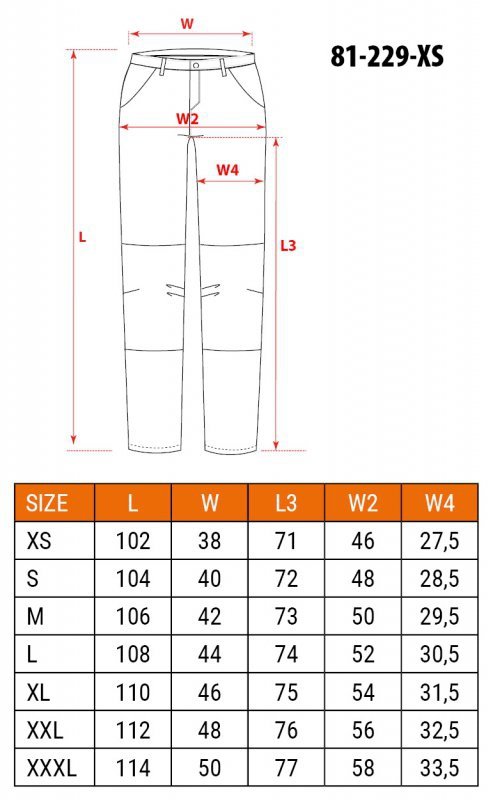 Spodnie robocze 5-kieszeniowe DENIM, rozmiar XS