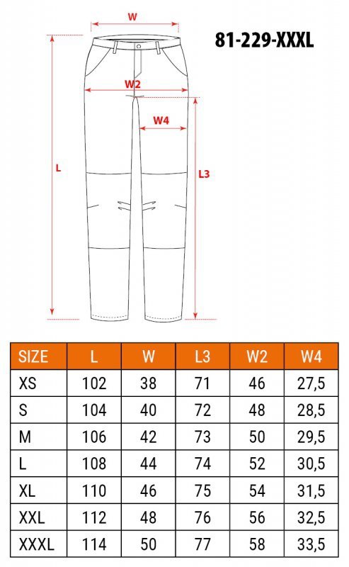 Spodnie robocze 5-kieszeniowe DENIM, rozmiar XXXL