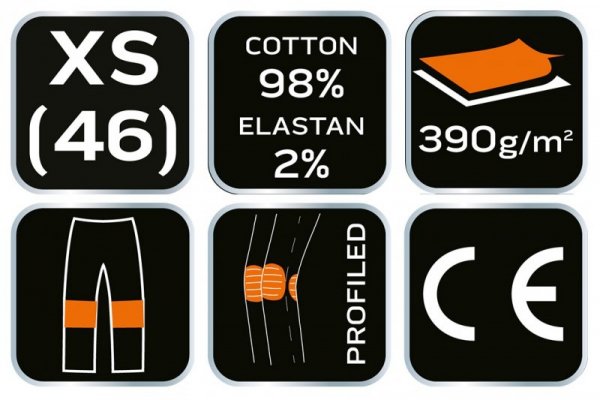 Spodnie robocze DENIM, czarne, rozmiar XS
