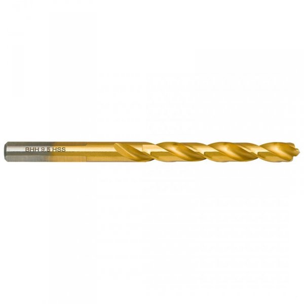 Wiertło do metalu Baildon DIN 338 RN 9,5 mm, HSS TiN (S), 125-81 mm (chwyt 3-płaszczyznowy)