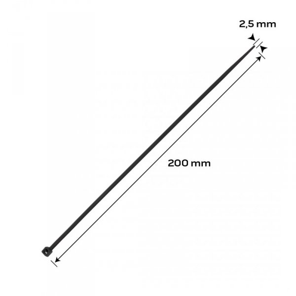 Opaski zaciskowe EXTREME 2.5 x 200 mm, czarne, 100 szt.