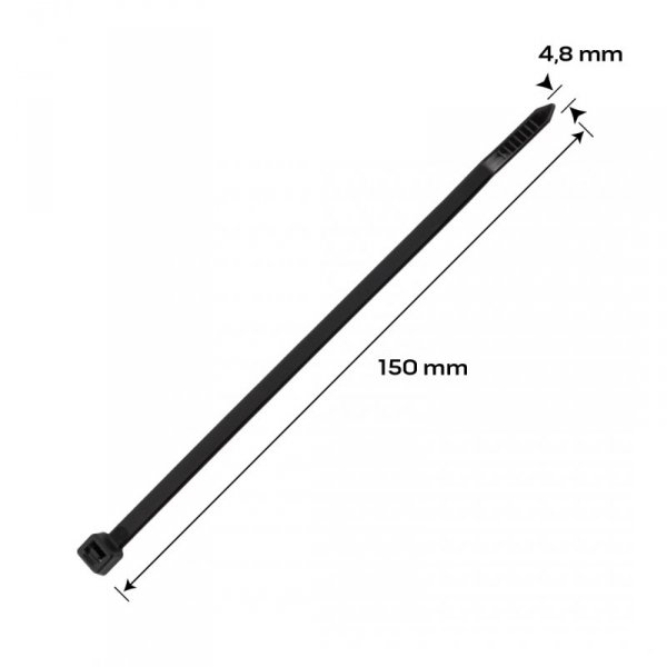 Opaski zaciskowe EXTREME 4.8 × 150 mm, czarne, 100 szt.