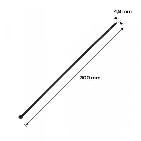 Opaski zaciskowe EXTREME 4.8 x 300 mm, czarne, 100 szt.