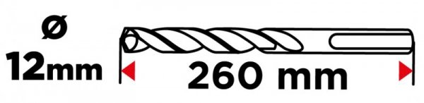 Wiertło do betonu zbrojonego SDS Plus 12 x 260 mm, quatro
