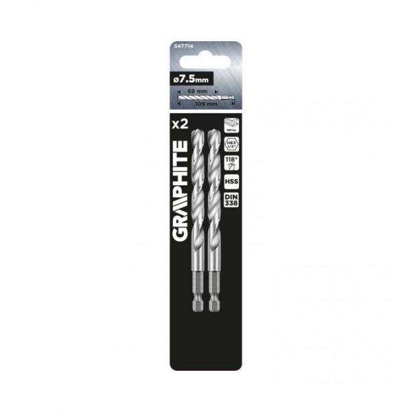 Wiertło do metalu Hex 7.5 mm, 2 szt.