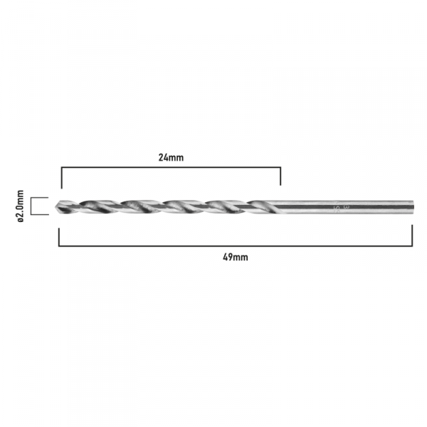 Wiertła do metalu HSS, DIN 338, 2 mm, 3 szt.