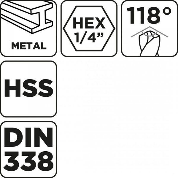 Wiertła do metalu HSS, DIN 338, 2,5 mm , 2 szt.