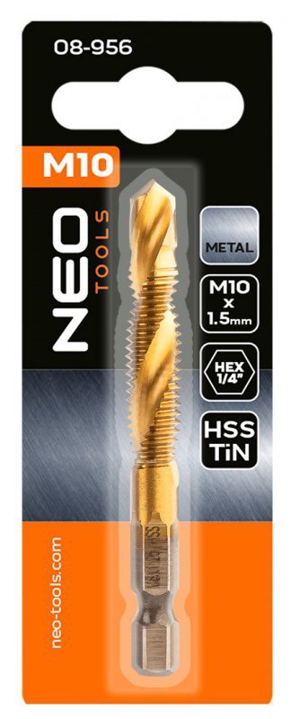 Wiertło gwintujące HSS TiN, M10x1,5 mm, Hex