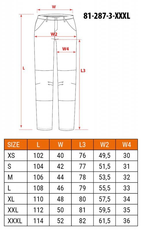Spodnie robocze Mix&Match, Canvas, szare, rozmiar XXXL